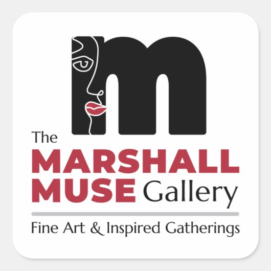 Het Marshall Muse Gallery-logo, Greensboro NC Vierkante Sticker (Voorkant)