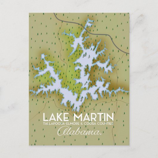 Het Martin Alabama Travel kaart. Briefkaart (Voorkant)