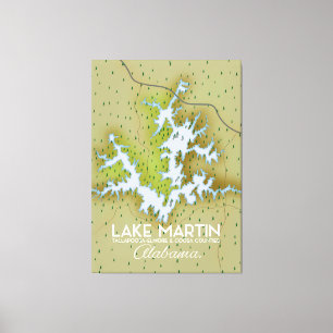 Het Martin Alabama Travel kaart. Canvas Afdruk