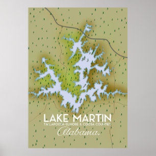 Het Martin Alabama Travel kaart. Poster