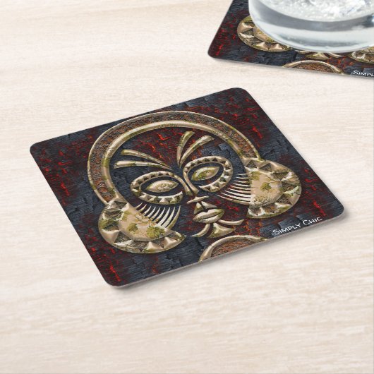 Het masker kartonnen onderzetters (Schuin)