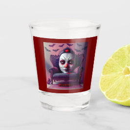 Het masker kijkt door de achterkant van een fauteu shot glas