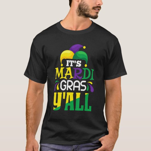 Het Masker Mardi Gras Yall T-shirt Mardi Gras (Voorkant)
