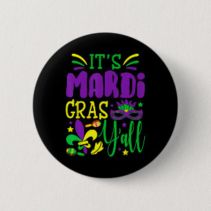 Het Maskerkostuum Mardi Gras Yall Mardi Gras Ronde Button 5,7 Cm