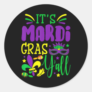 Het Maskerkostuum Mardi Gras Yall Mardi Gras Ronde Sticker