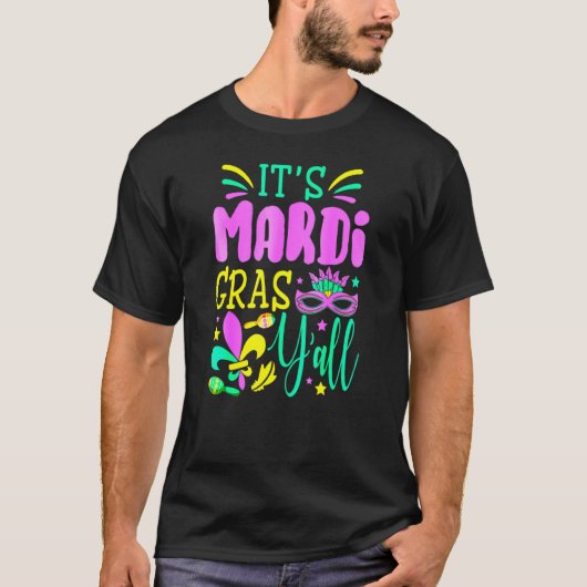 Het Maskerkostuum Mardi Gras Yall Mardi Gras T-shirt (Voorkant)
