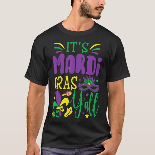 Het Maskerkostuum Mardi Gras Yall Mardi Gras T-shirt (Voorkant)