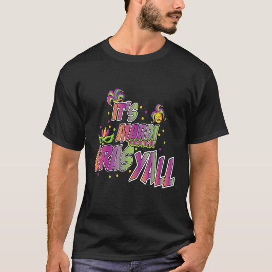 Het Maskerkostuum Mardi Gras Yall-Mardi Gras T-shirt (Voorkant)