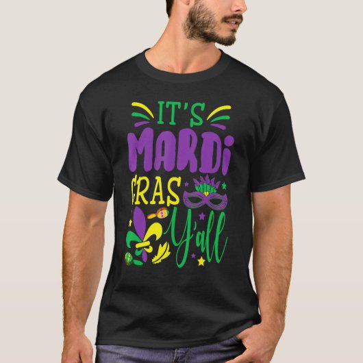 Het Maskerkostuum Mardi Gras Yall Mardi Gras T-shirt (Voorkant)