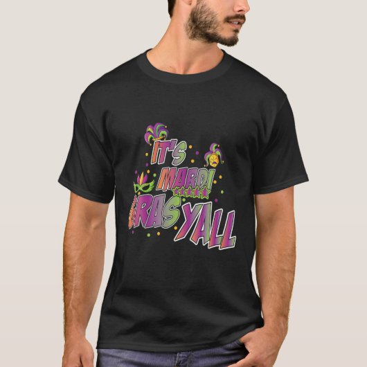 Het Maskerkostuum Mardi Gras Yall-Mardi Gras T-shirt (Voorkant)