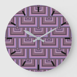 Het mauve patroon van strepen vierkante schalen grote klok