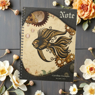 Het mechanische wonder van de oceaan steampunk vis notitieboek