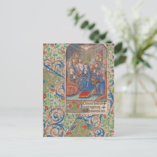 Het medieval van de Pentecost verlichte Manuscript Briefkaart (Staand voorkant)