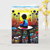 Het Meditatieve Kind Kaart (Gele Bloem)