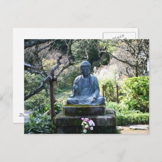 Het mediteren van het standbeeld van Boedha Briefkaart (Voorkant / Achterkant)