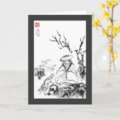 Het mediteren van het Wenskaart van Samoeraien Kaart (Gele Bloem)