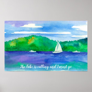 Het meer belt en ik moet naar de zeilboten. poster
