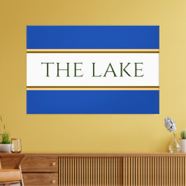 HET MEER Blauw Wit Sinaasappel Bruin Racing Stripe Canvas Afdruk