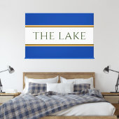 HET MEER Blauw Wit Sinaasappel Bruin Racing Stripe Canvas Afdruk (Insitu (Slaapkamer))