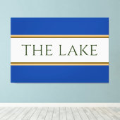 HET MEER Blauw Wit Sinaasappel Bruin Racing Stripe Canvas Afdruk (Insitu (Houten vloer))