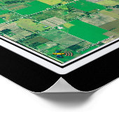 Het meer Butte des Morts Wisconsin Satellite Map Poster (Hoek)