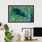 Het meer Butte des Morts Wisconsin Satellite Map Poster (Thuiskantoor)