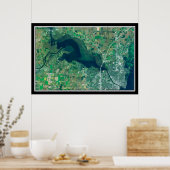 Het meer Butte des Morts Wisconsin Satellite Map Poster (Keuken)