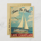 Het meer ChamPlain redt de datum van de zailboot Aankondigingskaart (Voorkant / Achterkant)