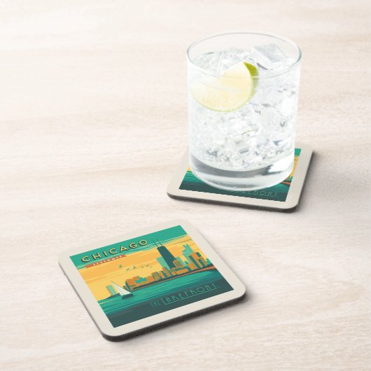 Het meer | Chicago, Illinois Bier Onderzetter (Rechterzijde)