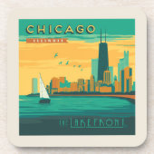 Het meer | Chicago, Illinois Bier Onderzetter (Voorkant)