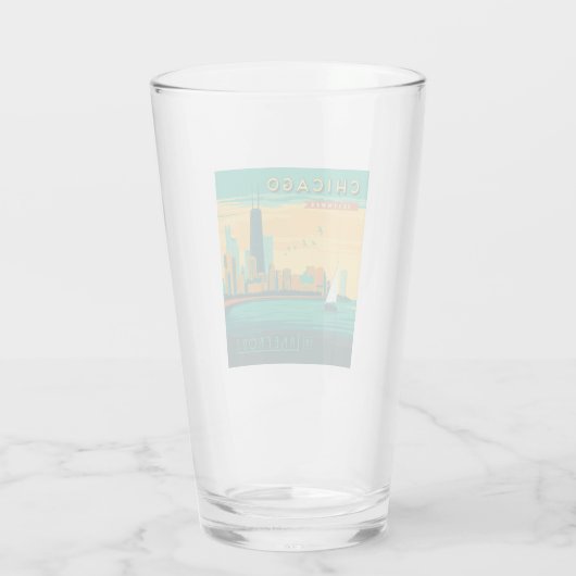 Het meer | Chicago, Illinois Glas (Achterkant)