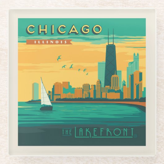Het meer | Chicago, Illinois Glazen Onderzetter (Voorkant)
