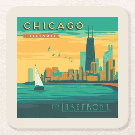 Het meer | Chicago, Illinois Kartonnen Onderzetters (Voorkant)