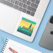 Het meer | Chicago, Illinois Sticker (Laptop met iPhone)