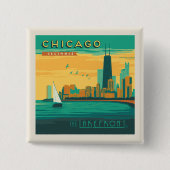 Het meer | Chicago, Illinois Vierkante Button 5,1 Cm (Voorkant)