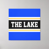 HET MEER Helderblauw Zwart Wit Gele Strepen Canvas Afdruk (Voorkant)