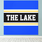 HET MEER Helderblauw Zwart Wit Gele Strepen Canvas Afdruk (Insitu (Houten vloer))