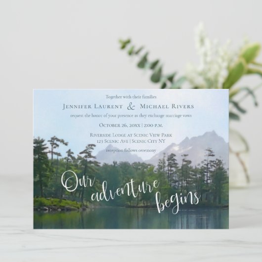 Het meer in de bergen begint ons avontuur met de b kaart (Staand voorkant)