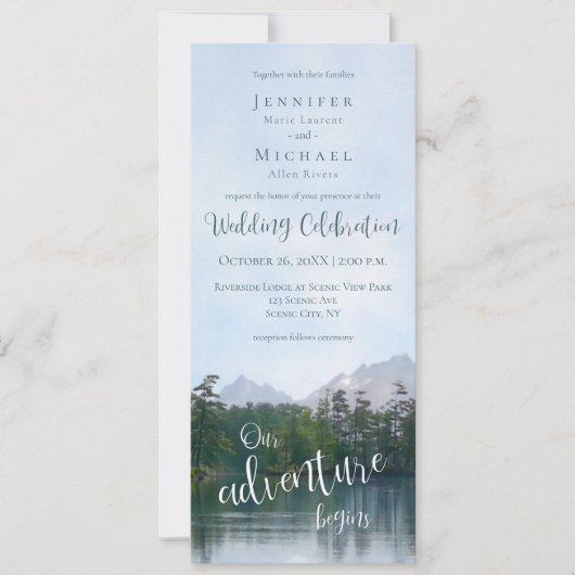 Het meer in de bergen begint ons avontuur met de b kaart (Voorkant)