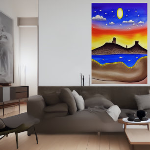 Het meer in de woestijn   AI Art Poster