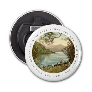 Het meer in Kerry Ierland met Irish Blessing Button Flesopener