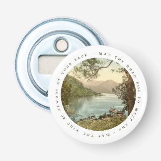 Het meer in Kerry Ierland met Irish Blessing Button Flesopener