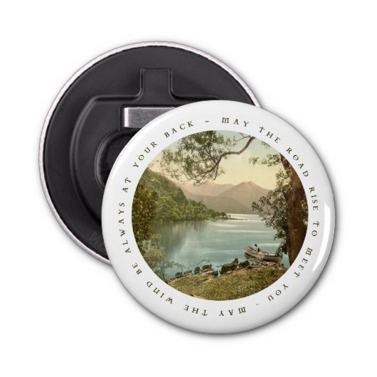 Het meer in Kerry Ierland met Irish Blessing Button Flesopener (Voorkant)