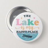 Het meer is mijn geluksplek ronde button 7,6 cm (Voorkant /achterkant)
