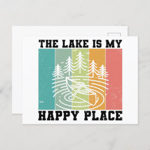 Het meer is mijn Happy Place Distress Vintage Lake Briefkaart