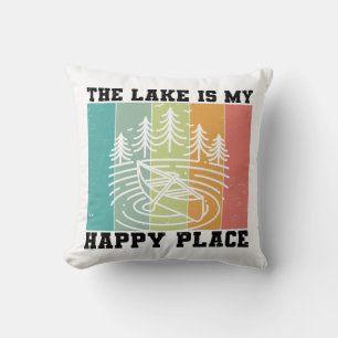 Het meer is mijn Happy Place Distress Vintage Lake Kussen
