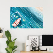 Het meer met walvissen en de olie van Lilly Pads Poster (Thuiskantoor)