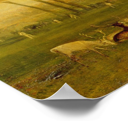 Het meer Petworth: Sunset, Fighting Bucks Poster (Hoek)