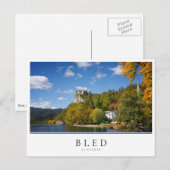 Het meer van Bled met bomen in herfstkleuren in Sl Briefkaart (Voorkant / Achterkant)