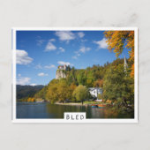 Het meer van Bled met bomen in herfstkleuren in Sl Briefkaart (Voorkant)